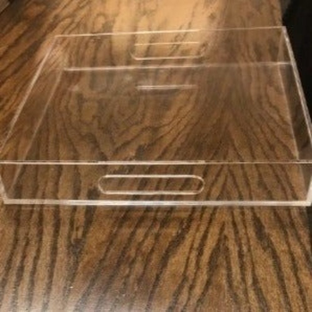 Clear Sturdy Acrylic Serving Tray with Handles-12x20Inch-Serving Tray